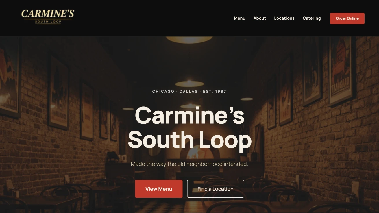 Carmine's South Loop website preview
