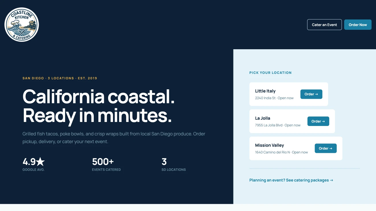 Coastline Kitchen website preview