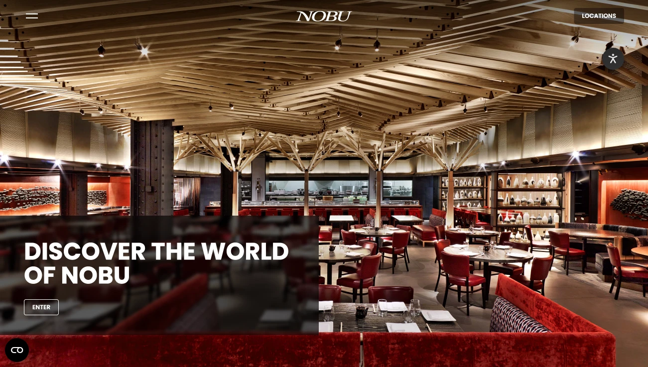 Nobu restaurant website homepage