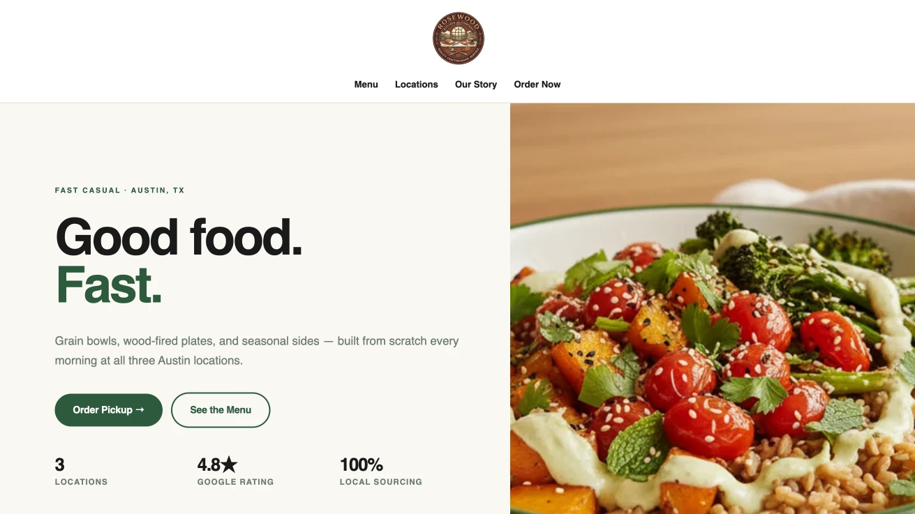 Rosewood Kitchen Co. website preview