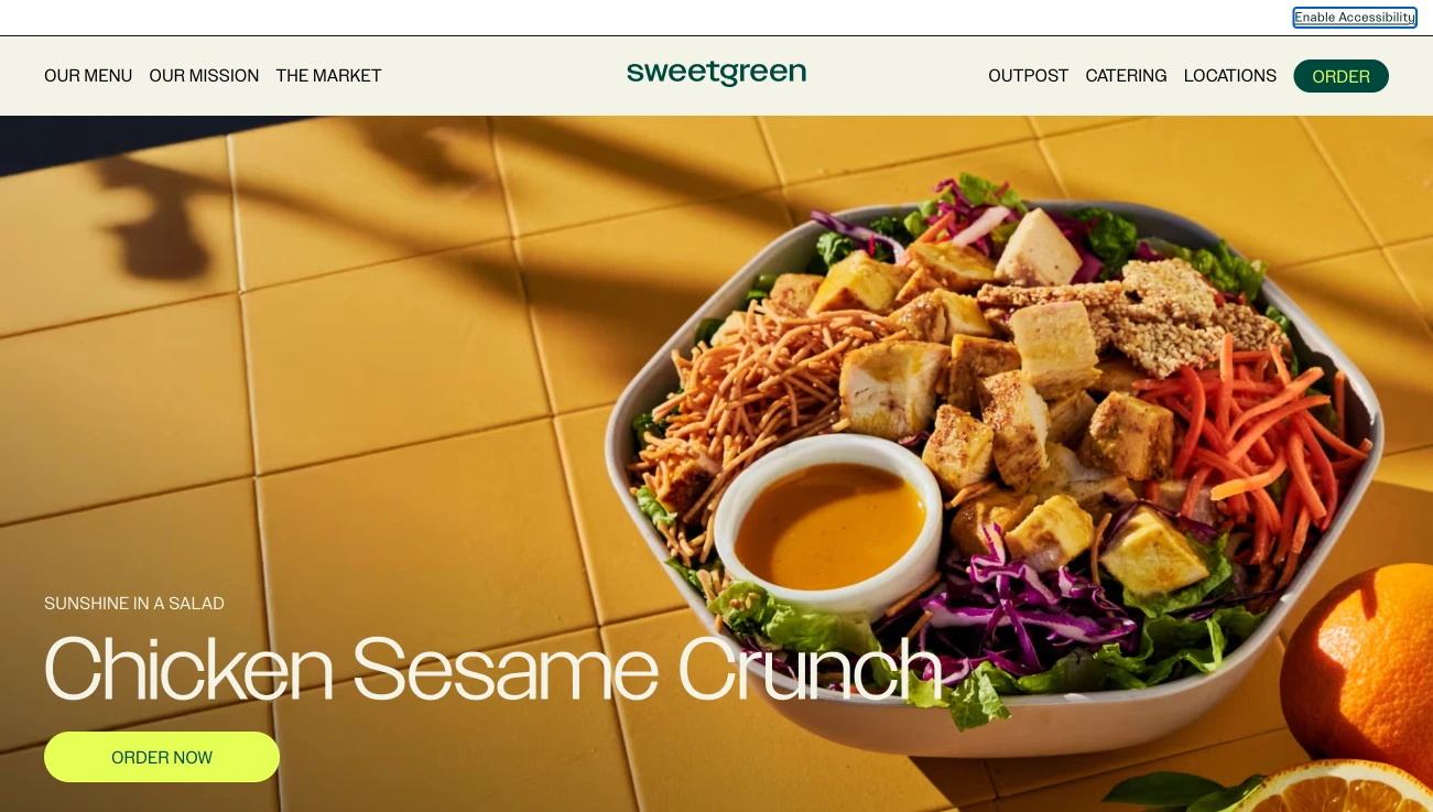 Sweetgreen restaurant website homepage